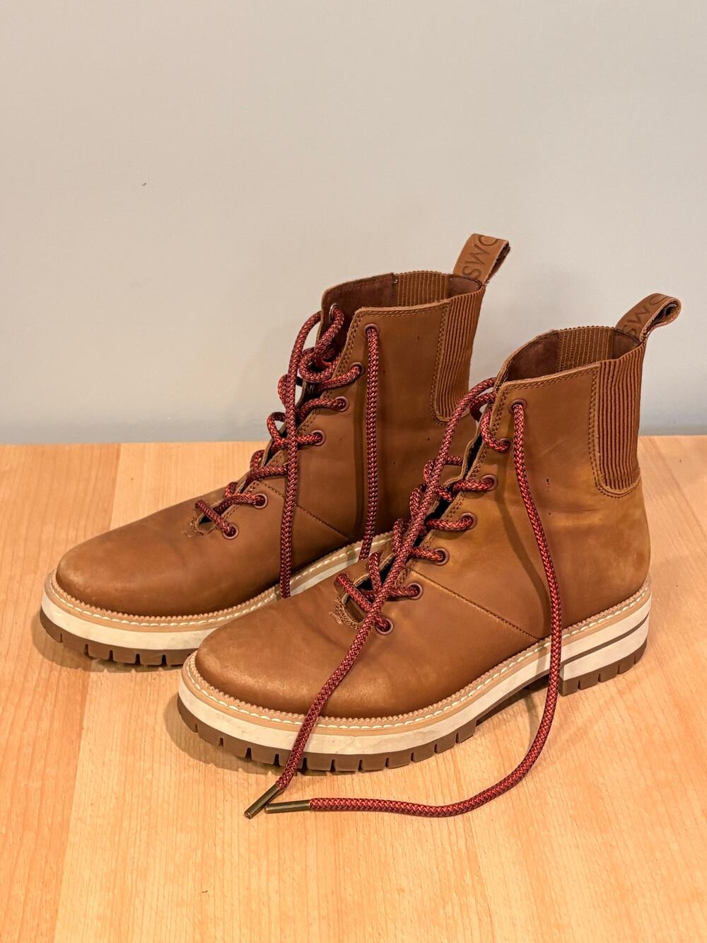 TOMS Frankie Leather Lace-Up Boots, 6.5